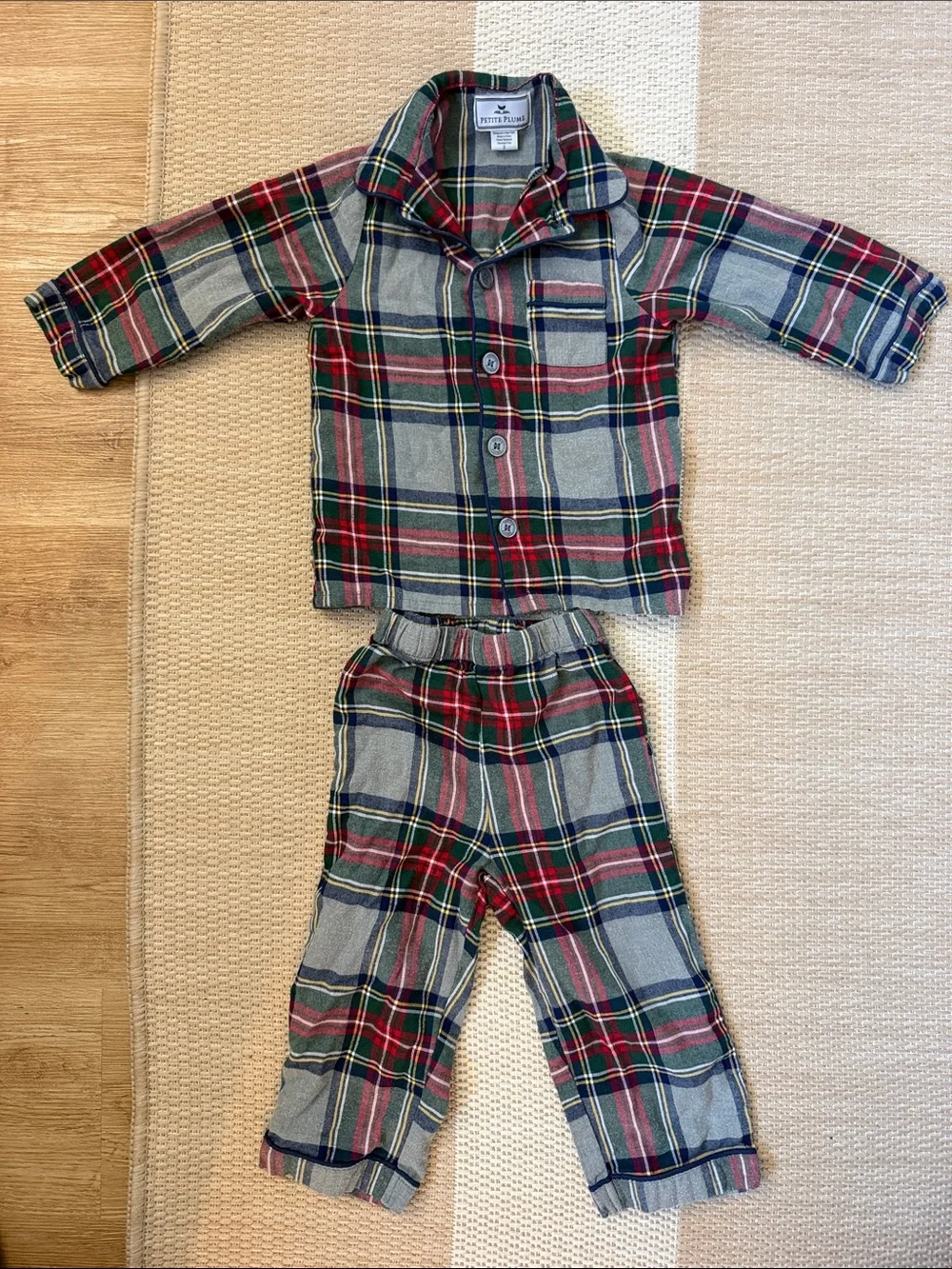 Petite Plume Boy's Westminster Tartan-Print Pajama Set, Size 2
